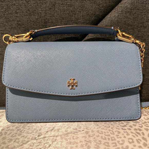 Tory Burch Emerson Mini Top Handle Bag in Blue Yonder - Picture 2 of 11